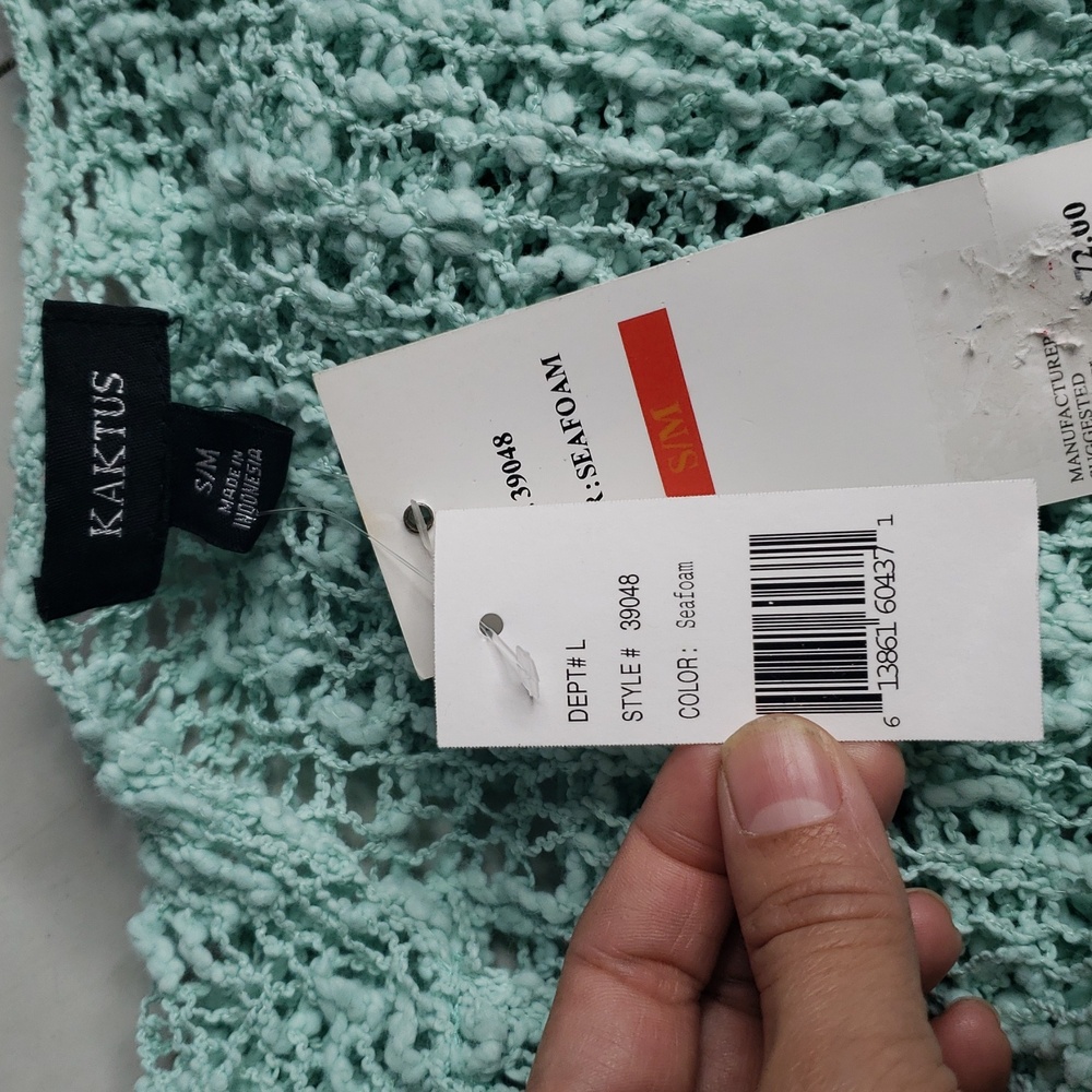 NEW Kaktus Open Knit Soft Open Front Long Sleeves Cardigan Size S/M Beachy - Picture 9 of 16